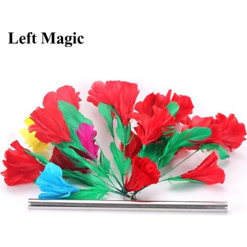Appearing Bouquets & Color Changing Flower Magic Tricks Wand to Feather Bouquet Magia Magician Stage Illusion Gimmick Props Fun