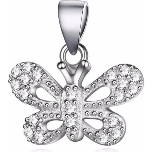 GND0437 925 Sterling Silver Lovely Sweet Micro Pave CZ Butterfly Necklaces Pendants , Fashion Jewelry Gift For Women