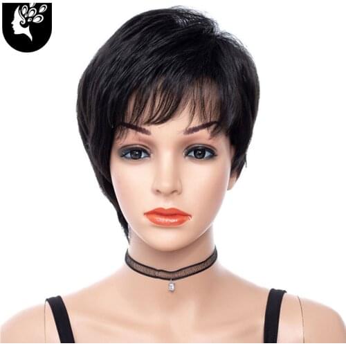 YOUR BEAUTY HAIR Synthetic Hair Short Natural Wave For Women Heat Resistant 100% Synthetic Wig Black Daily Party&Cosplay Wigs