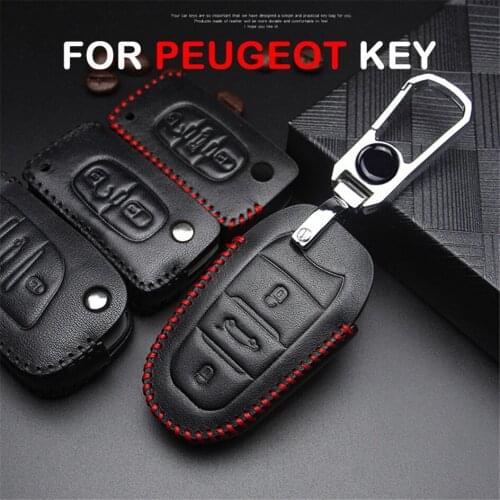 Car Logo Keyring Leather Anti-dust Car Key Case For Peugeot 206 207 208 301 307 308 407 2008 3008 508 408 Keychain Key Cover