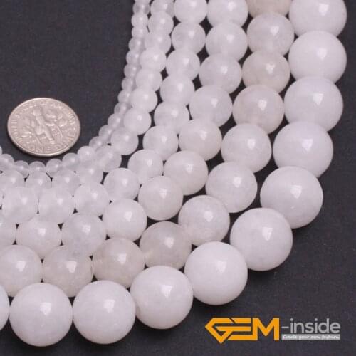 Round White Jades Beads Fashion Jewelry Bead DIY Bead For Women Bracelet & Necklace Making Strand 15" DIY Acceories Beads