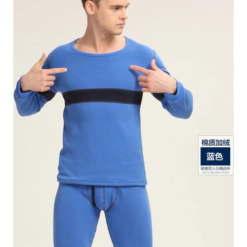 Mens Fashion Thermal Underwear Winter Warm Fleece Long Johns Thick Thermal Underwear Cotton Cashmere O-Neck Underwear Thermals