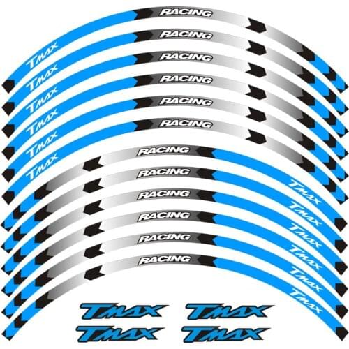 Motorcycle front and rear wheels Edge Outer Rim Sticker Reflective Stripe Wheel Decals For YAMAHA TMAX