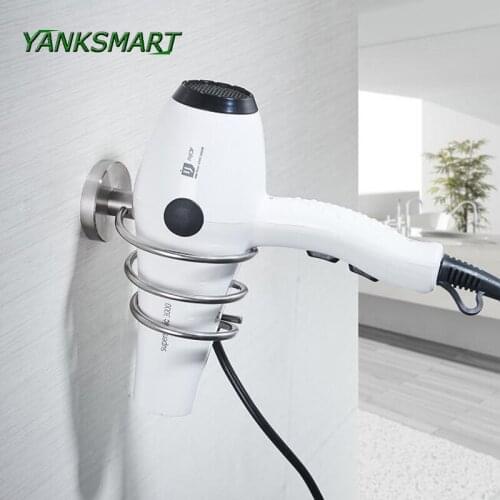 YANKSMAR Wall Mounted Single Hook Ligar Stainless steel Nickel Brushed Hair Dryer hanging Bathroom Hardware Accessories