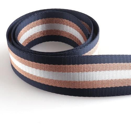 1 1/2" Dark Blue Webbing Striped nylon webbing upholstery striped ribbon Bag straps handbag supplies By the Yard-38MM
