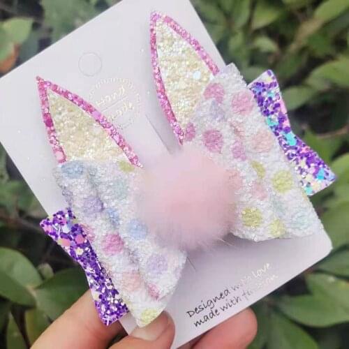 Thumblina Easter Hairgrips Glitter Hair Bow Dance Party Hair Accessories Girls Spring Easter Hair Bows