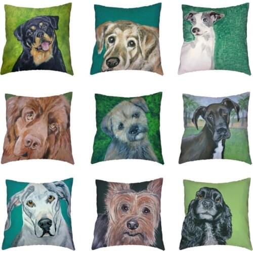 Popular Shih Tzu White Throw Pillow Cases Lovely Dogs Home Sofa Car Decorative Polyester Peach Skin Cushion Covers Holiday Gifts