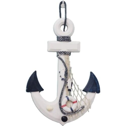 R7RC Beach Mediterranean Style Wooden Arrow Wall Hanging Ornament Crafts Nautical Pendant Hook with Rope Rustic Home Bar Gifts