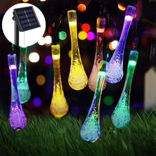 LED Water Drop Solar String Light Wedding Party Decoration Battery Operated Lamp For Outdoor Waterproof Raindrop Garden Dropship