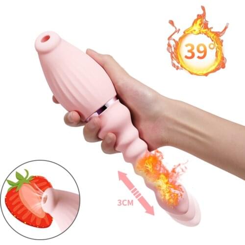 Sucking Female Vibrator 5-frequency Retractable Dildo Intelligent Heating Clitoral Nipple Stimulator Vagina Massager Sex Toys