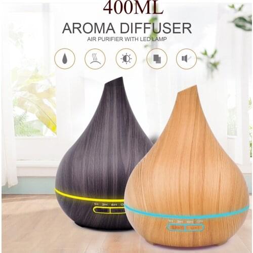 400 ml Wood Grain Ultrasonic Air Humidifier Portable Mini Aroma Essential Oil Diffuser for Car Room Home Office