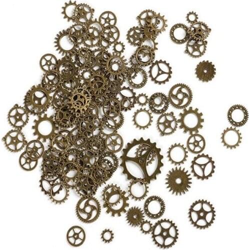 About 100pcs/lot DIY jewelry Making Vintage Metal Mixed Gears Steampunk Gear Pendant Charms Bronze Bracelet Accessories