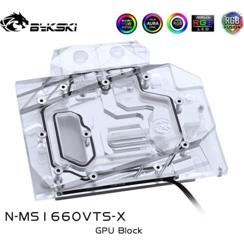 Bykski Water Block use for MSI RTX1660 VENTUS XS C 6G OCV1 / Full Cover Copper Radiator Block / 3PIN 5V A-RGB / 4PIN 12V RGB
