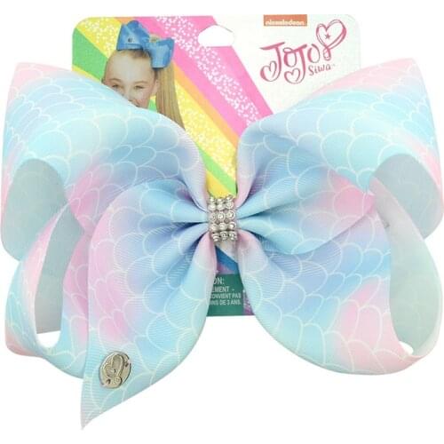 8" Rainbow JoJo siwa Bow Hair Clip For Kids Handmade Jumbo Hair Bow Hairgrips Hair Accessories Dacing Girl