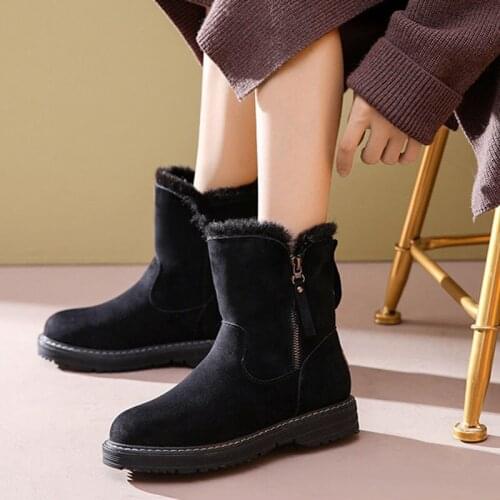 LLUUMIU suede ankle boots for women Snow Boots Leather Winter Shoes Warm Shoes Cold Winter woman platform shoe Ankle Boot Female