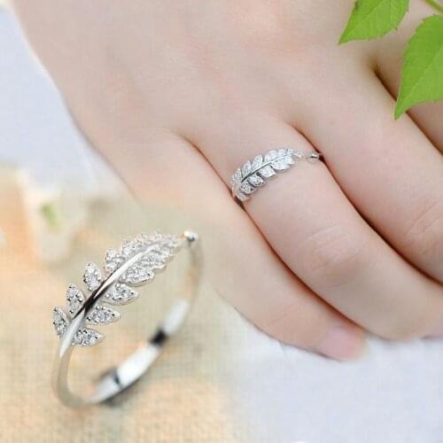 Fashion Simple Open Design Leaf Ring Personality Female Flower Leaves Rings Wedding Rings For Women Valentines Day Gift Jewelry