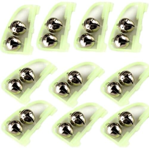 1PCS Fluorescent Fishing Rod Pole Tip Clip Twin Bell Alarm Alert Ring Glow In The Dark Fishing Tackle Box Accessory tool