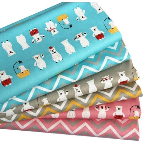 100% cotton twill cloth cartoon aqua gray pink cute bear showering chevron fabrics for DIY crib bedding cushions handwork decor