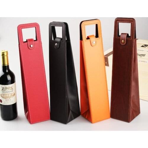 100pcs Luxury Portable PU Leather Wine Bags Red Wine Bottle Packaging Case Gift Storage Boxes With Handle Bar Accessories SN048