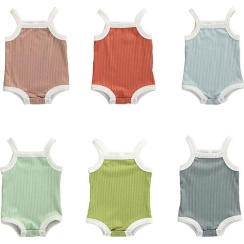 2020 Baby Summer Clothing Cotton Infant Romper Kids Baby Boy Girl Clothes Sleeveless Solid Casual Jumpsuit 0-18M