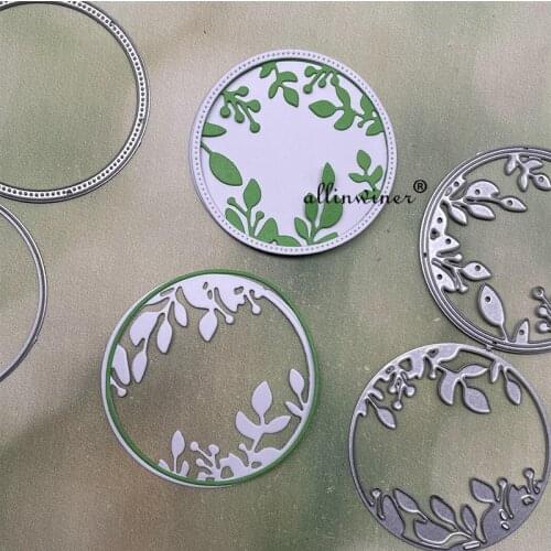 4Pcs Leaf circle ring Metal Cutting Dies Stencils Die Cut for DIY Scrapbooking Album Paper Card Embossing