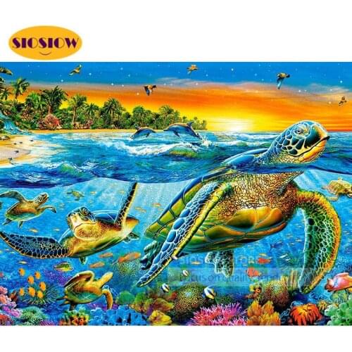 5d Sea Turtle Diamond Mosaic Painting Full Round Animals Cross Stitch Diamond Embroidery Tortoise Picture Rhinestones Wall Decor