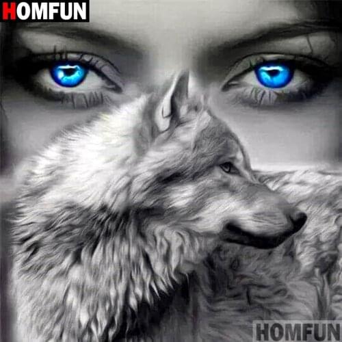 HOMFUN Full Square/Round Drill 5D DIY Diamond Painting "Beautiful wolf" 3D Embroidery Cross Stitch 5D Decor Gift A17753