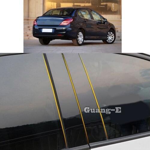 Car PC Material Pillar Post Cover Door Trim Window Piano Black Molding Sticker Plate For Peugeot 408 2014 2015 2016 2017 2018