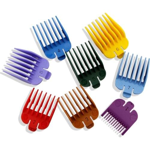 BarberShop 8 Pieces / Set of Universal Hair Clipper Limit Comb Guide Attachment Size Barber Replacement Colorful Limit Comb