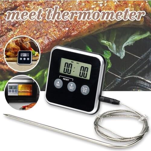 Digital BBQ Meat Thermometer Grill Oven Thermomet With Timer & Stainless Steel Probe Cooking Kitchen Thermometer