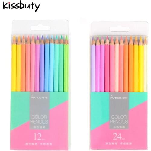 Marco 12/24 COLORS NEW Soft Trendy Pastel Colors Non-toxic Color Pencil lapis de cor Colored Pencils School Stationery