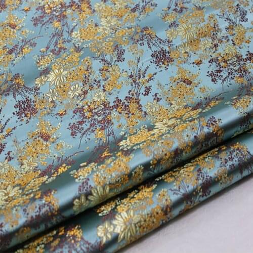 FLOWER Brocade satin Fabric Damask Jacquard Apparel Costume Upholstery Furnishing Curtain Clothing Material BY meter