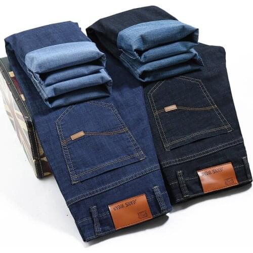 Oversize 42 44 Men Jeans Pants 2021 Spring Autumn New Stretch Jeans Business Fashion Casual Denim Trousers Brand Pants Blue