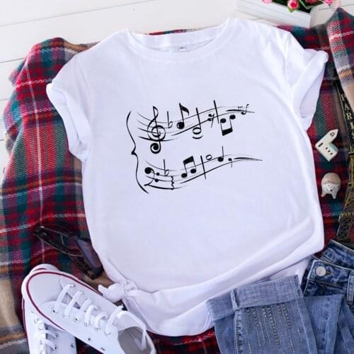 Music note printing womens graphic t-shirt women summer t-shirt women Harajuku t-shirt Korean short-sleeved t-shirt