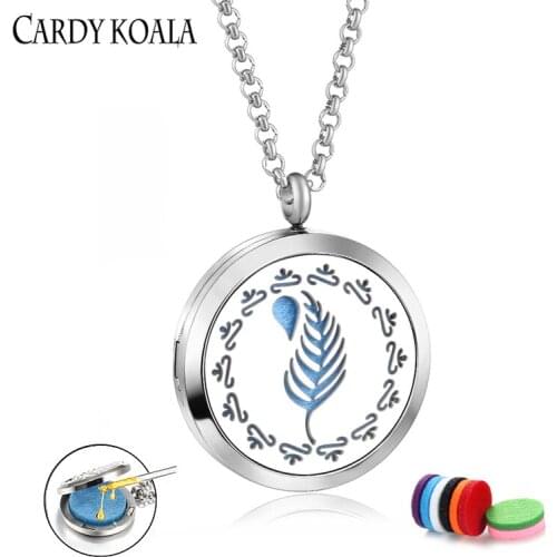 316L stainless steel hypoallergenic one leaf pattern essential oil necklace diffuser perfume pendant wild