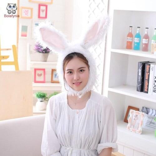 BOLAFYNIA Long-haired bunny ears hat rabbit headgear plush toy hat stuffed toy cap