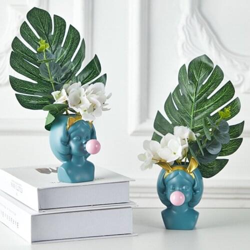 Multifunctional Cute Girl Blowing Bubbles Planters Flower Succulent Pot for Home Garden Decor GQ