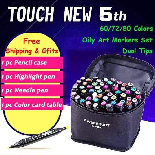 60/72/80 Colors Colorful Art Marker Pen Set Dual Headed Tips Artist Sketch Oily Alcohol Based Markers for Animation Manga Gift