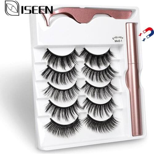 3/5 Pairs Magnetic Eyelashs set Magnet Eyeliner Magnetic Lashes Tweezer Set Waterproof Lasting Eyelash Extension Reusable Lash