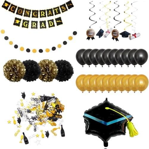 29pcs Graduation Party Balloon Set Bachelor Cap Grad Congrats Aluminum Balloon Graduation Ceremony Decoration Balloon Set
