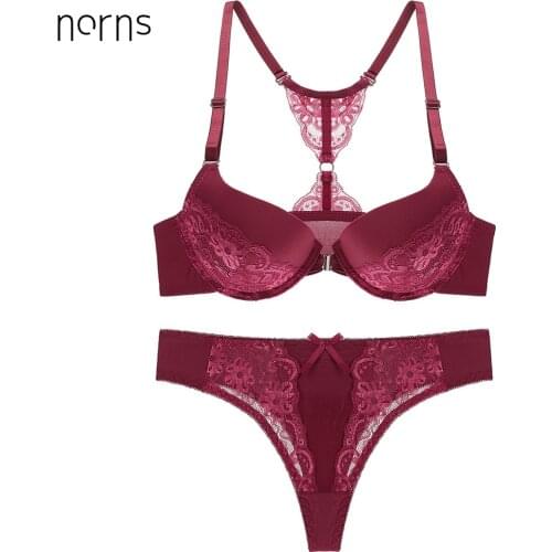 Norns Sexy Push Up Bra Thong Set lace front closure bra women lingerie transparent bra set intimates Underwear Bralette Lingerie