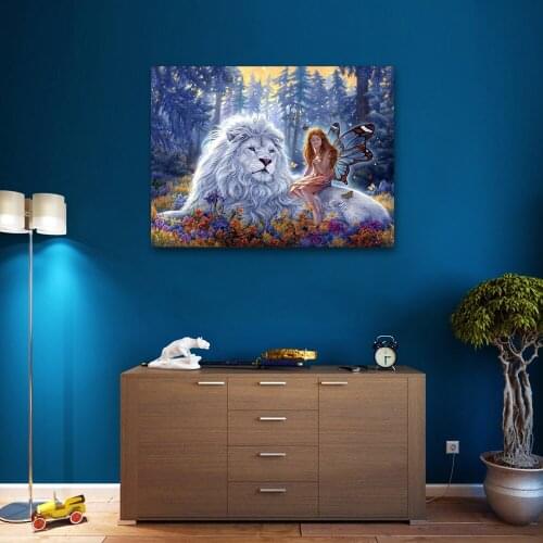 New Girl Diamond Embroidery Lion 2019 Sale Beaded Pictures 5D Diamond Painting Animals Kit Full Square/Round Craft Kits X0121