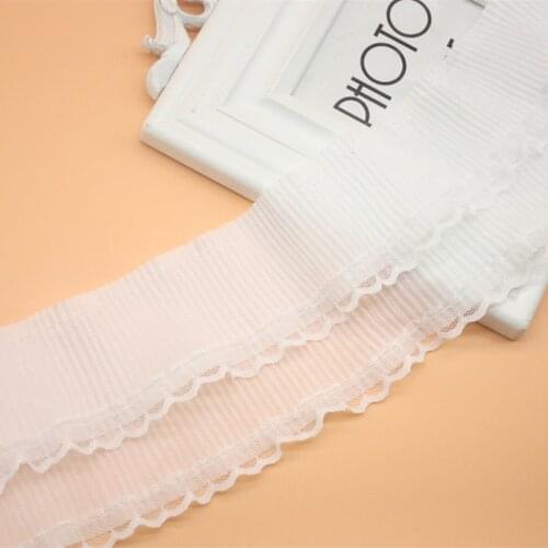 Promotional Double-layer Organ Pleated White Tulle Lace Fabric Clothing Home Textile Multi-purpose Border Low-priced Products