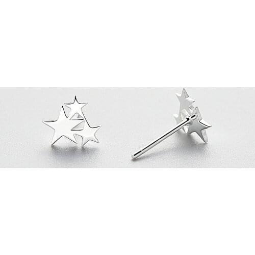 925 Sterling Silver Fashion Wild Star Earrings Minimalism Three Stars Temperament Stud Earrings Fine Jewelry For Women