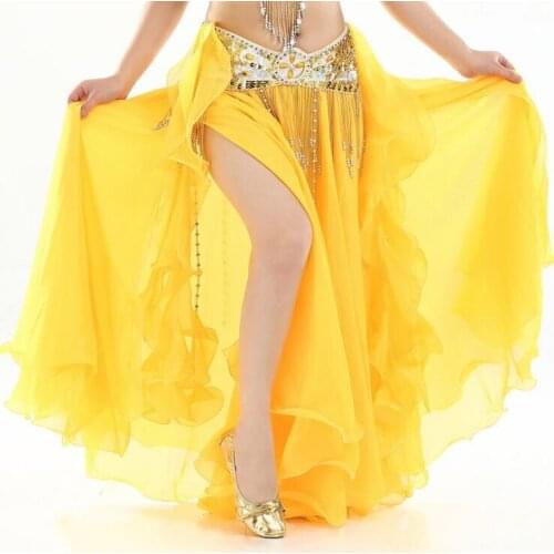 Chiffon Fairy Belly Dance Skirt for Women Belly Dancing Costume Two Side Split Tribal Maxi Full Skirts Voile