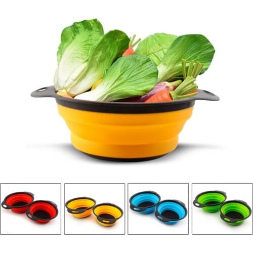 New Stock Foldable Colander Food Grade Pasta Strainer Fruit Vegetable Washing Basket Strainer Collapsible Colander Kitchen Thing