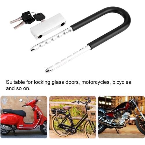 Steel Heavy Duty U-Shape Lock Glass Door Bike Bicycle Motorcycle Key Anti-theft Locks Suitable for glass doors, motorcycles