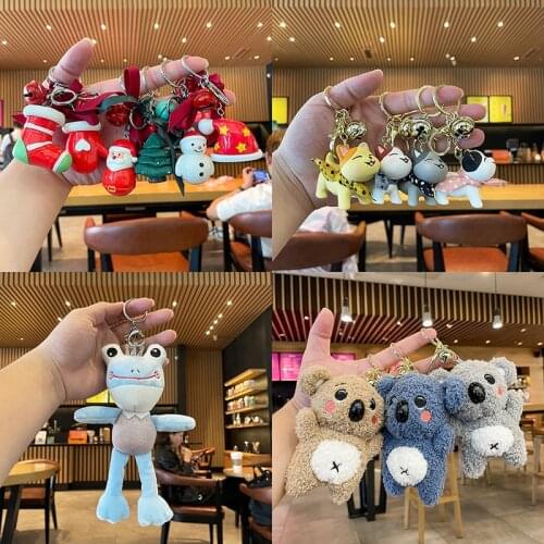 Santa Keychain Christmas Pendant Koala Plush Toy Xmas Decor Frog Dog Toy Woman Bag Key Chain School Bag Ornaments Creative Gifts