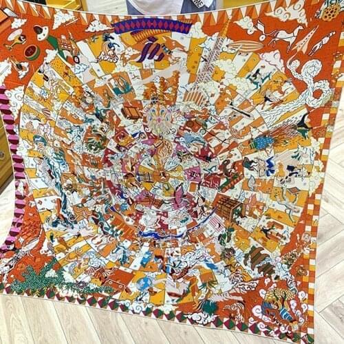 Cartoon Print Women Fashion Cashmere Blanket Scarf Pashmina Ladies Winter Warm Shawl Wraps 135*135cm