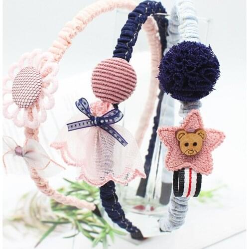 1PC Cartoon Child Bowtie Cute Hairband Girl Kids headband headwear Cartoon Lace hair accessories Hair Hoop